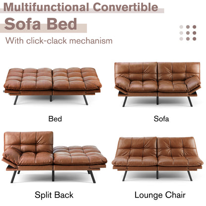 Futon Convertible Sofa Bed  - Brown PU