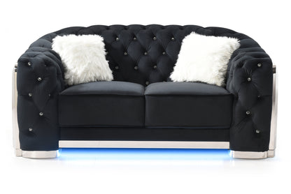 Zamora Chic Flared Arm Loveseat - Black