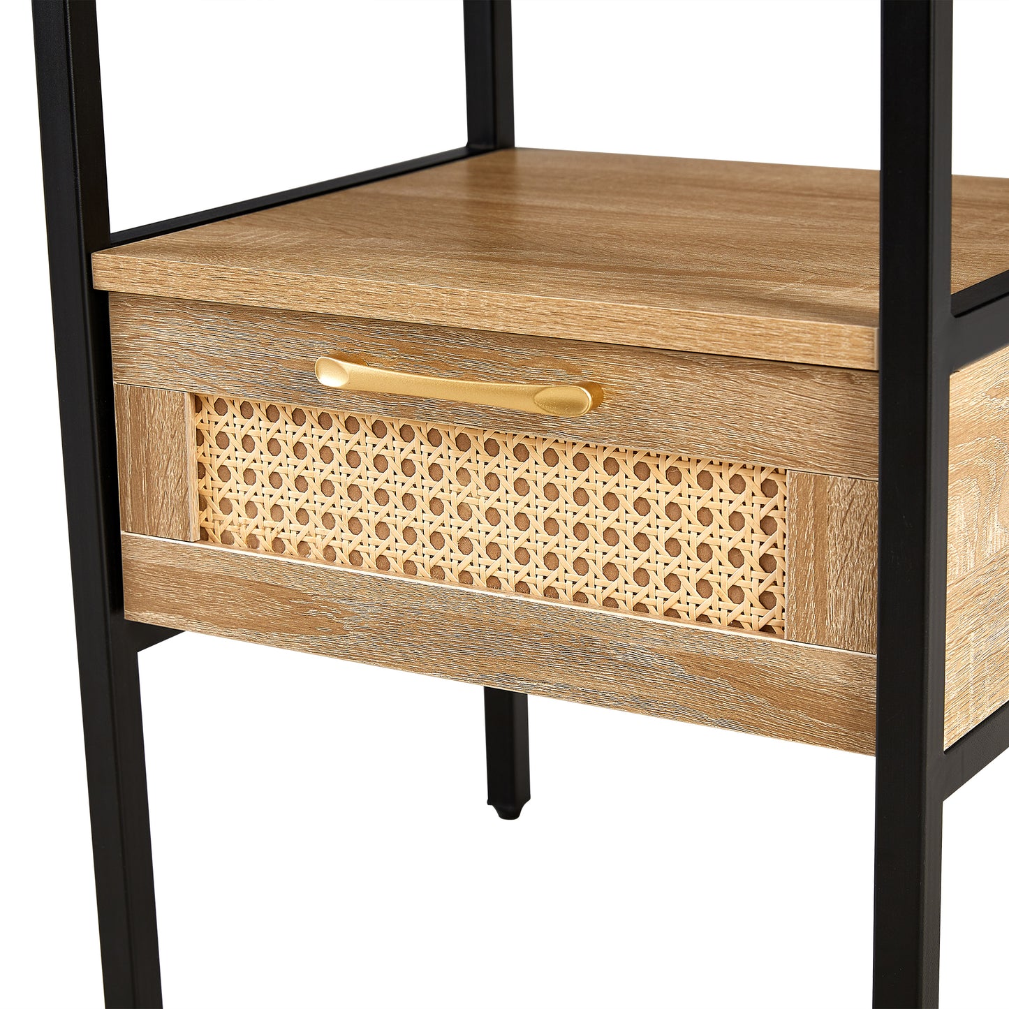 Mena II Rattan Nightstand  with Power Outlet & USB Ports ( Set of 2) - Natural