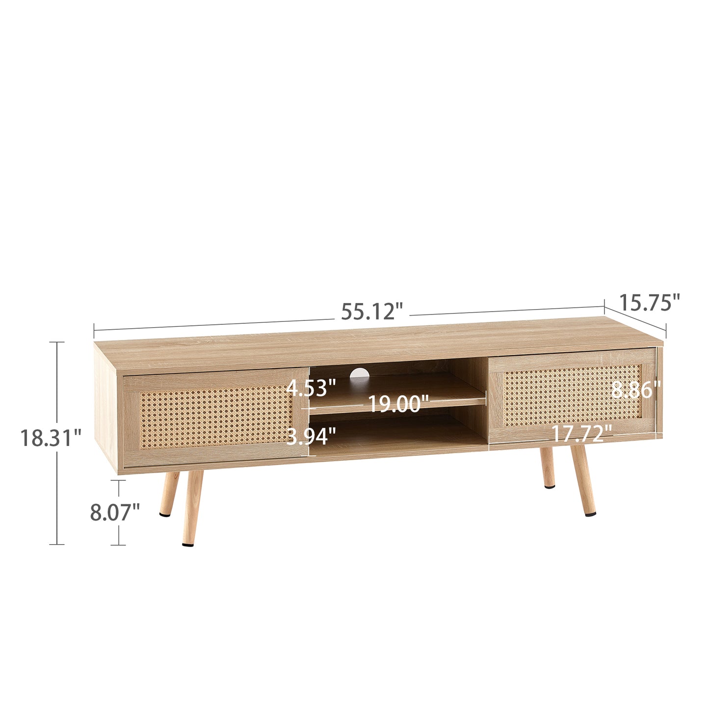 Rattan TV Stand with Storage - Natural