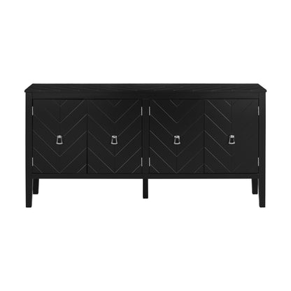 Briony Geometric Line Patterns Sideboard Buffet - Black