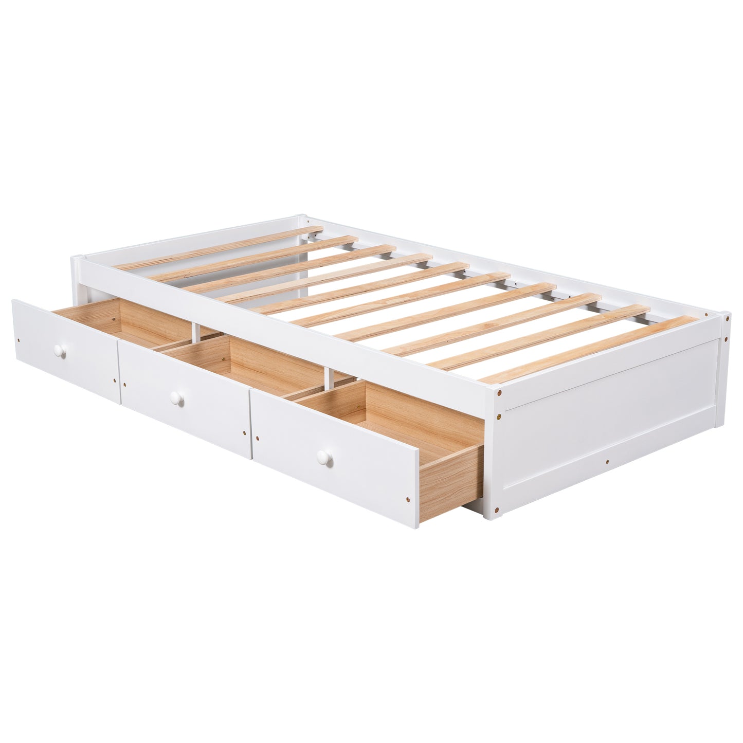 Oris Twin Size Wood Platform Bed - White