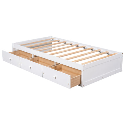 Oris Twin Size Wood Platform Bed - White