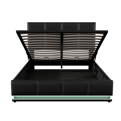 Lino Full Size PU Storage Bed w Hydraulic System - Black