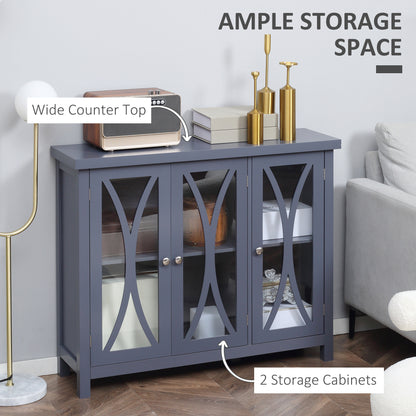 Arc Pattern Sideboard Buffet - Gray