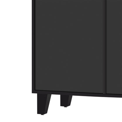 Hynes 4-Door Mirror Buffet Cabinet - Black