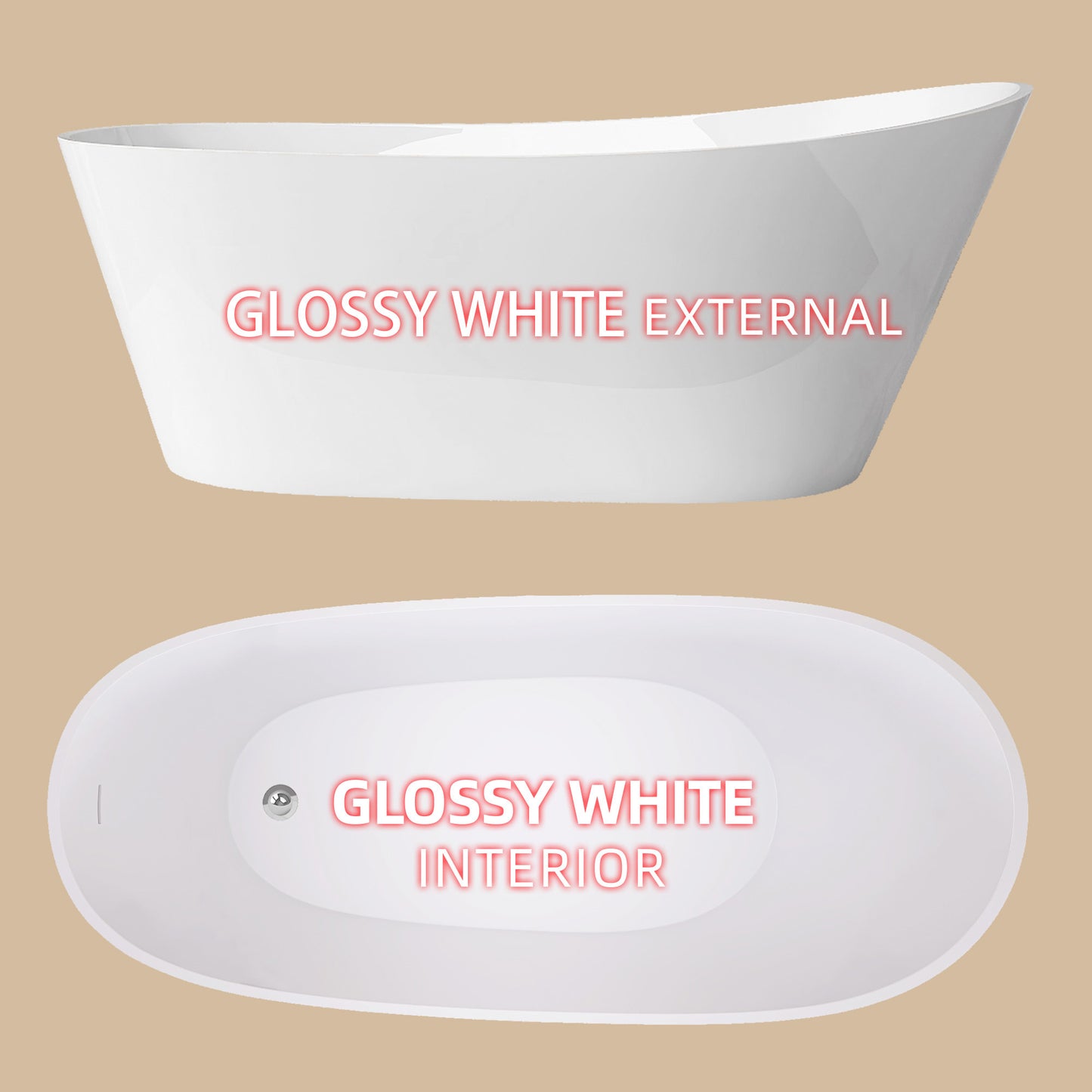 Cavi 67" Acrylic Freestanding Soaking Bathtub  - Gloss White
