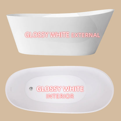Cavi 67" Acrylic Freestanding Soaking Bathtub  - Gloss White