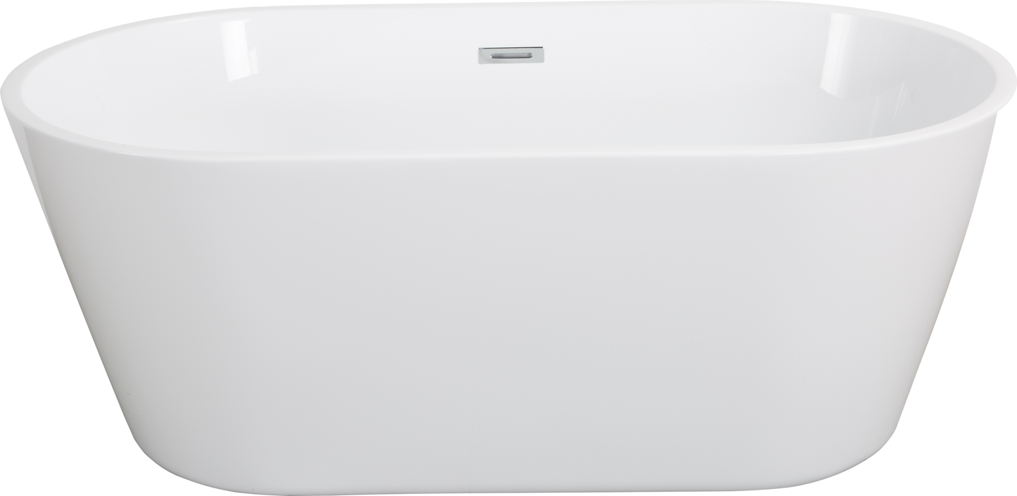 Niva  59" Glossy Acrylic Freestanding Soaking Bathtub - White
