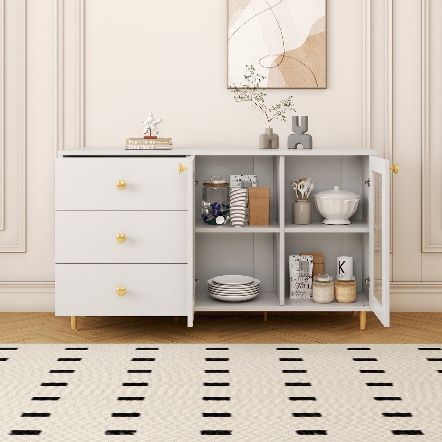 Abi Modern Minimalist Side Cabinets - White