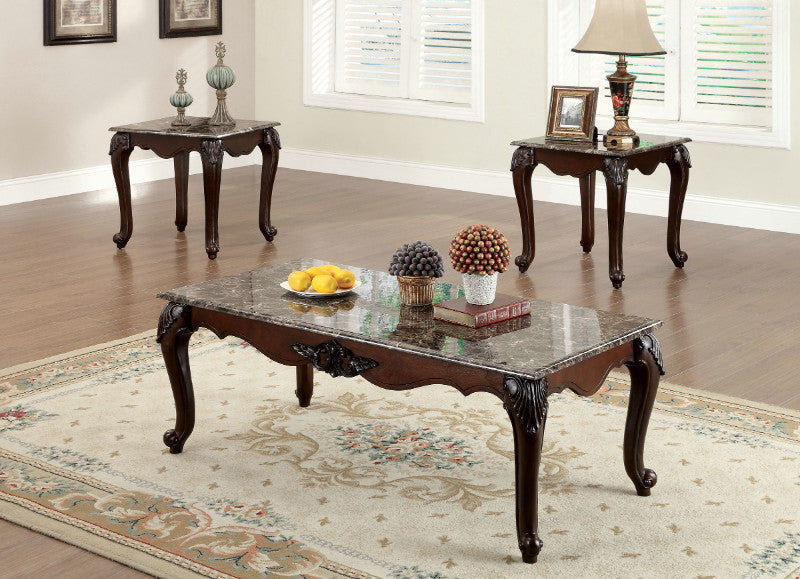 Marble Trio Traditional Coffee Table 3pc set
