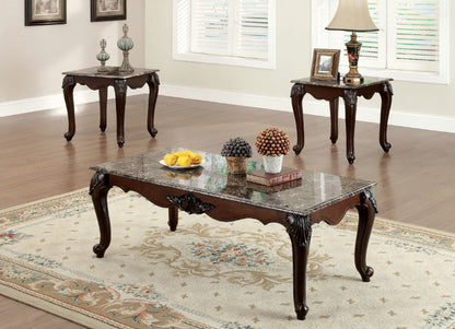 Marble Trio Traditional Coffee Table 3pc set