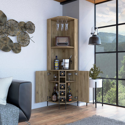 Shopron Corner Bar Cabinet - Oak