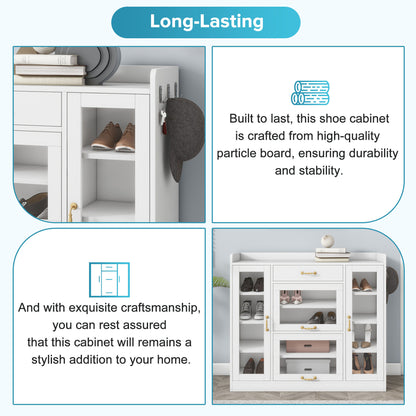 Karo Side Cabinet with 4 Glass Doors - White
