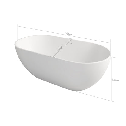 Gina 59" Solid Surface Freestanding Soaking Bathtub - Matte White