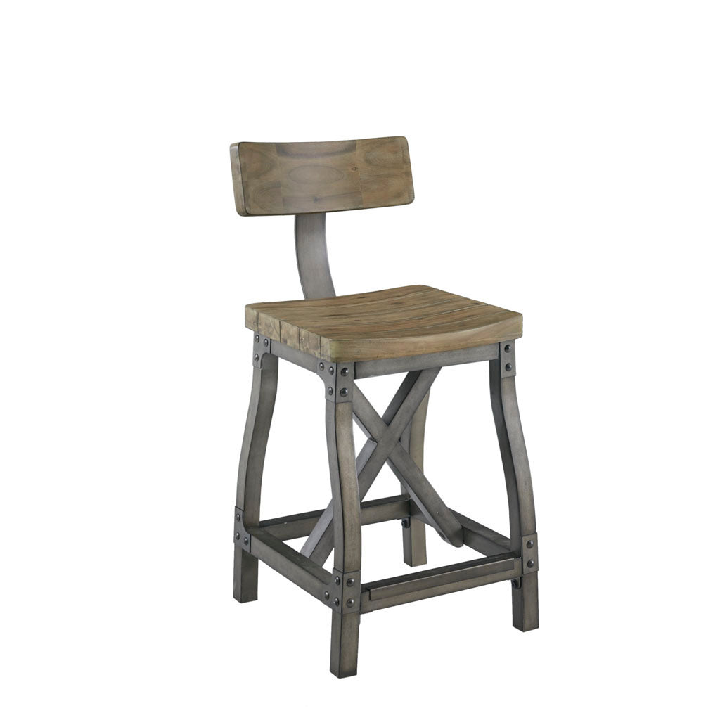 Lancaster Counter Stool with Back Rest - Oak