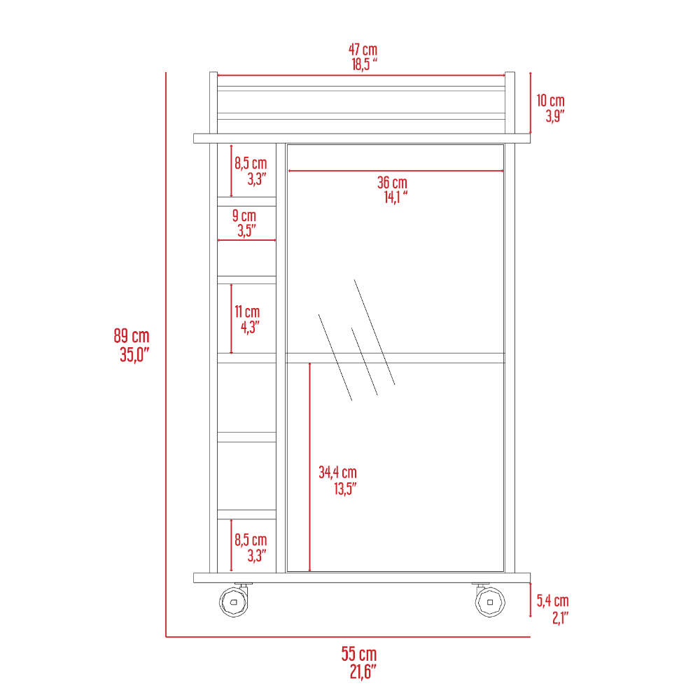 Barraza Bar Cabinet With Wheels - Smoke Oak