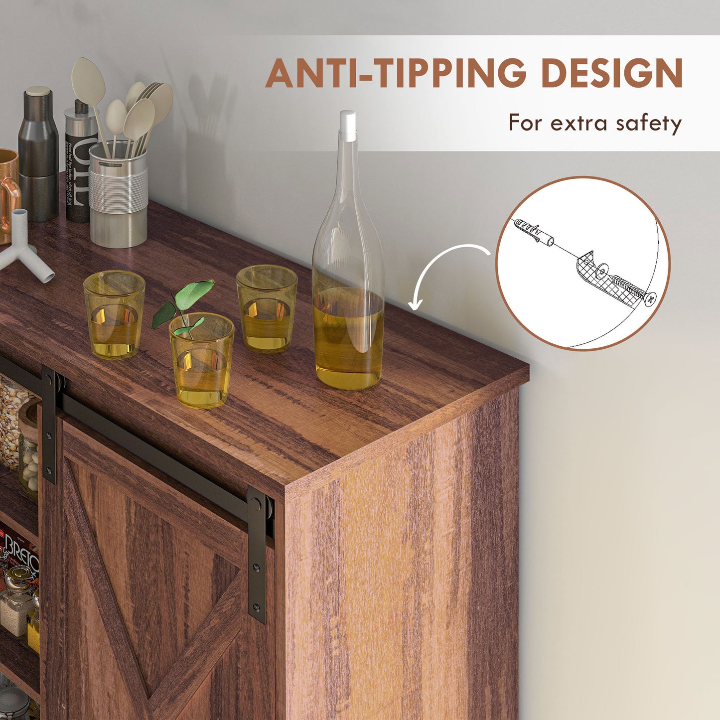 Arredo Farmhouse Sideboard Buffet - Brown