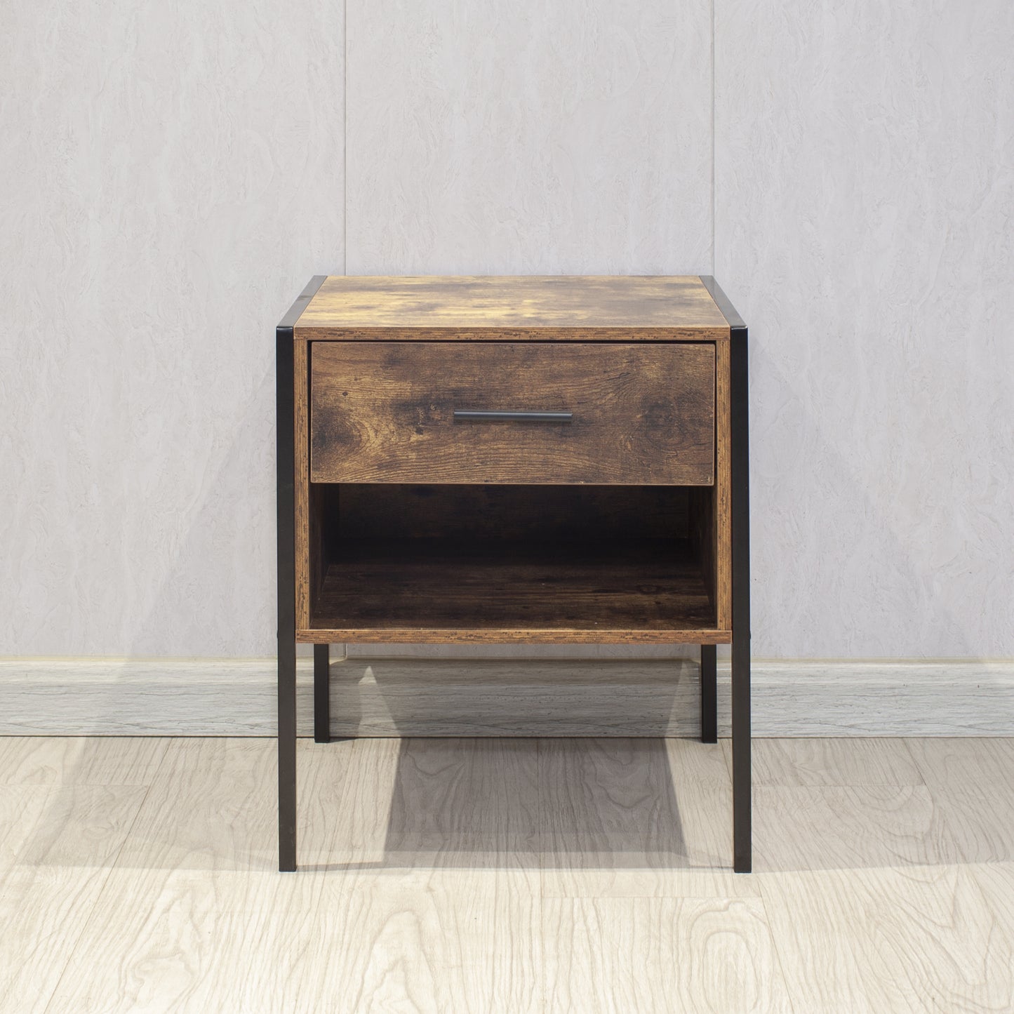Barn Industrial Style Nightstand ( Set of 2) - Rustic Brown