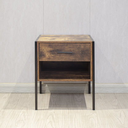 Barn Industrial Style Nightstand ( Set of 2) - Rustic Brown