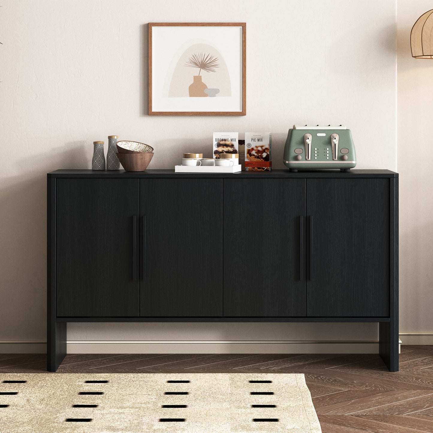 Miya Retro Sideboard Buffet - Black