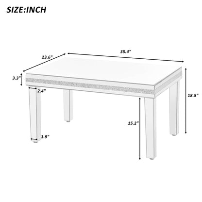 Mirrora Glass Mirrored Coffee Table Set of 3