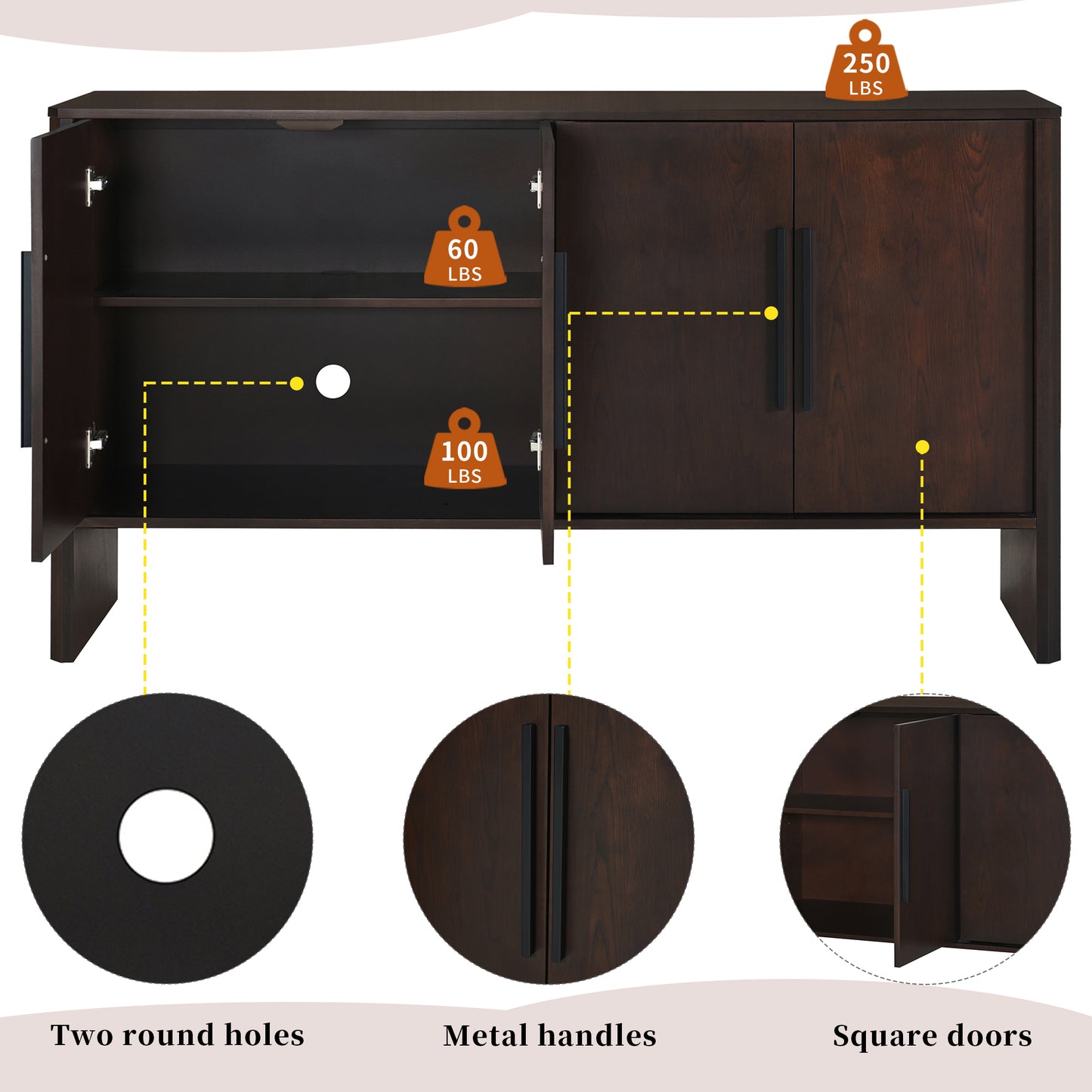 Miya Retro Sideboard Buffet - Espresso