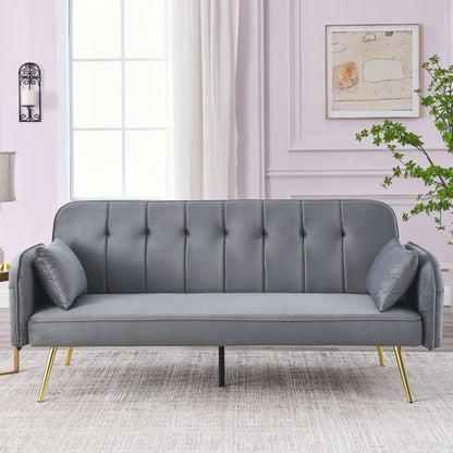 Mika Convertible Velvet Sofa Bed - Grey