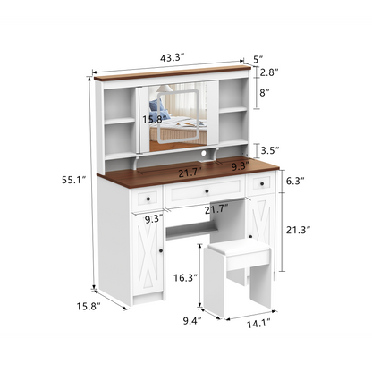 Cleo III Makeup Vanity Desk Set