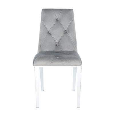Valerio Velvet Dining Chairs with Chrome Leg (Set of 2) - Dark Gray