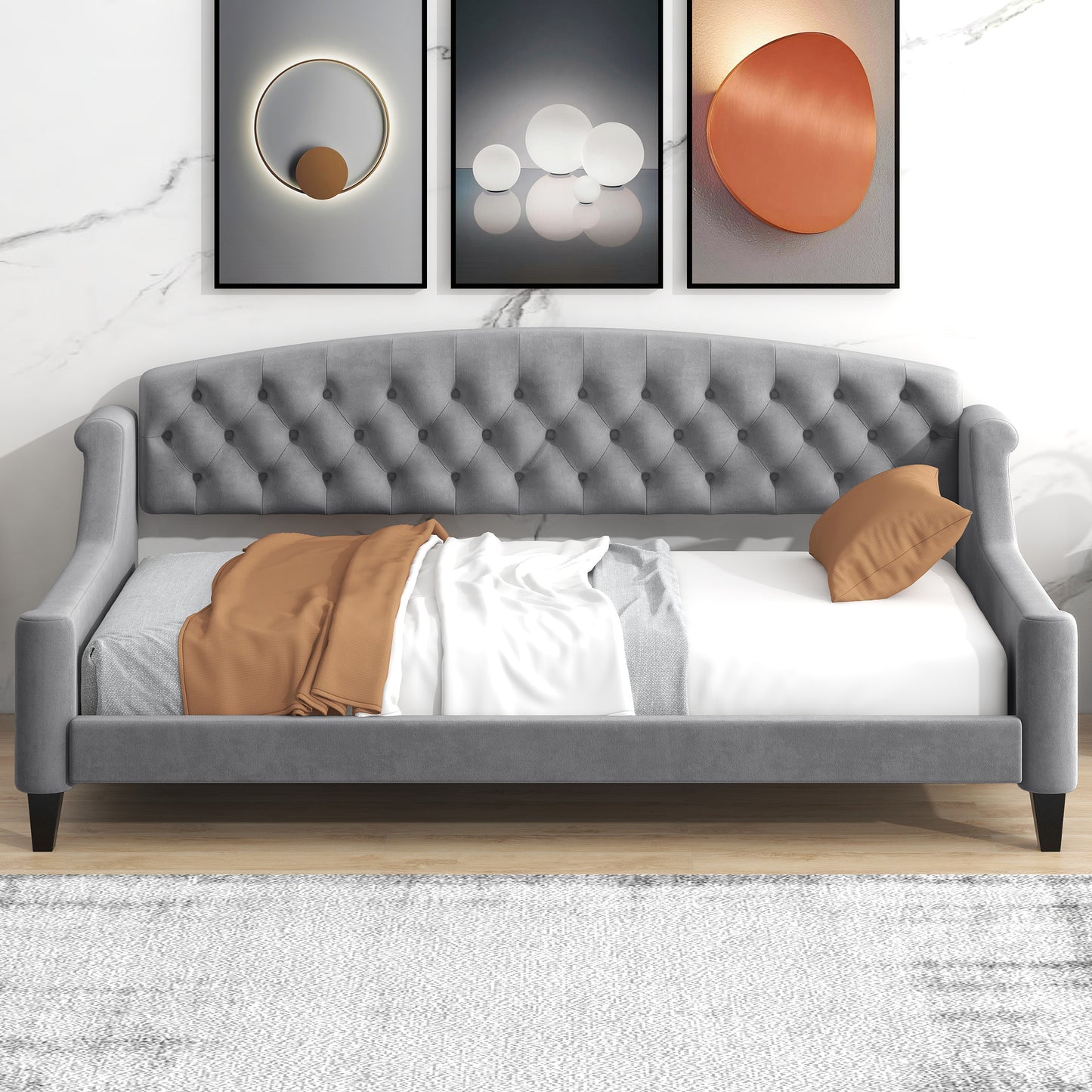 AF Luxury Tufted Button Twin Size Daybed - Gray
