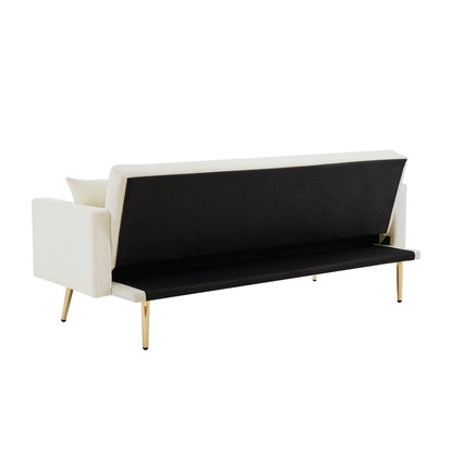 Fuco Convertible Velvet Sofa Bed - Cream White