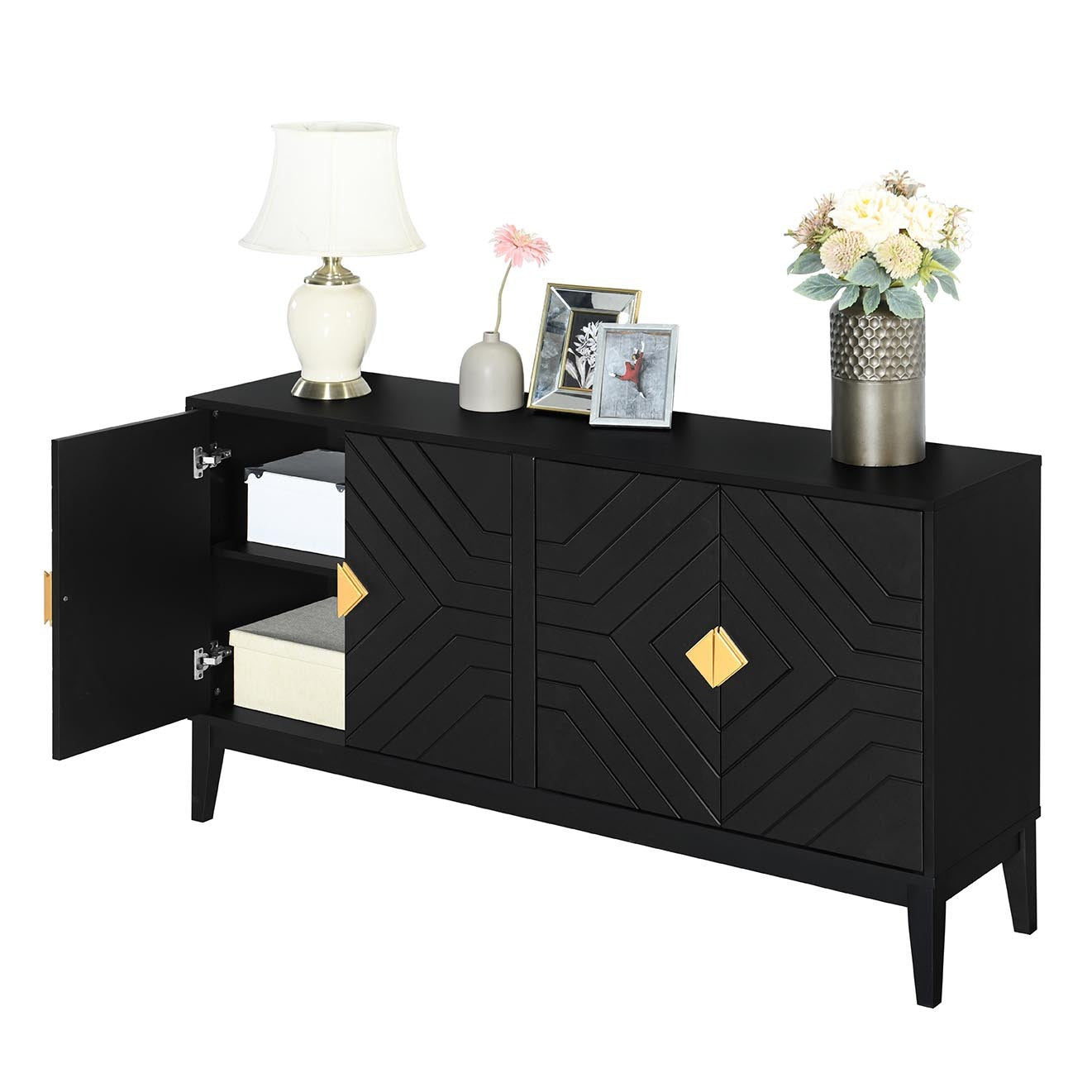 Dalton 4-Door Sideboard Buffet - Black