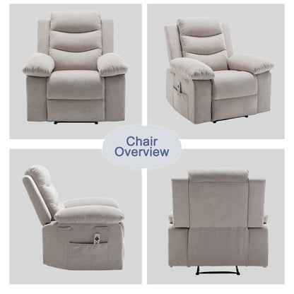 Equinox Power Recliner Chair with Adjustable Massage Function - Beige