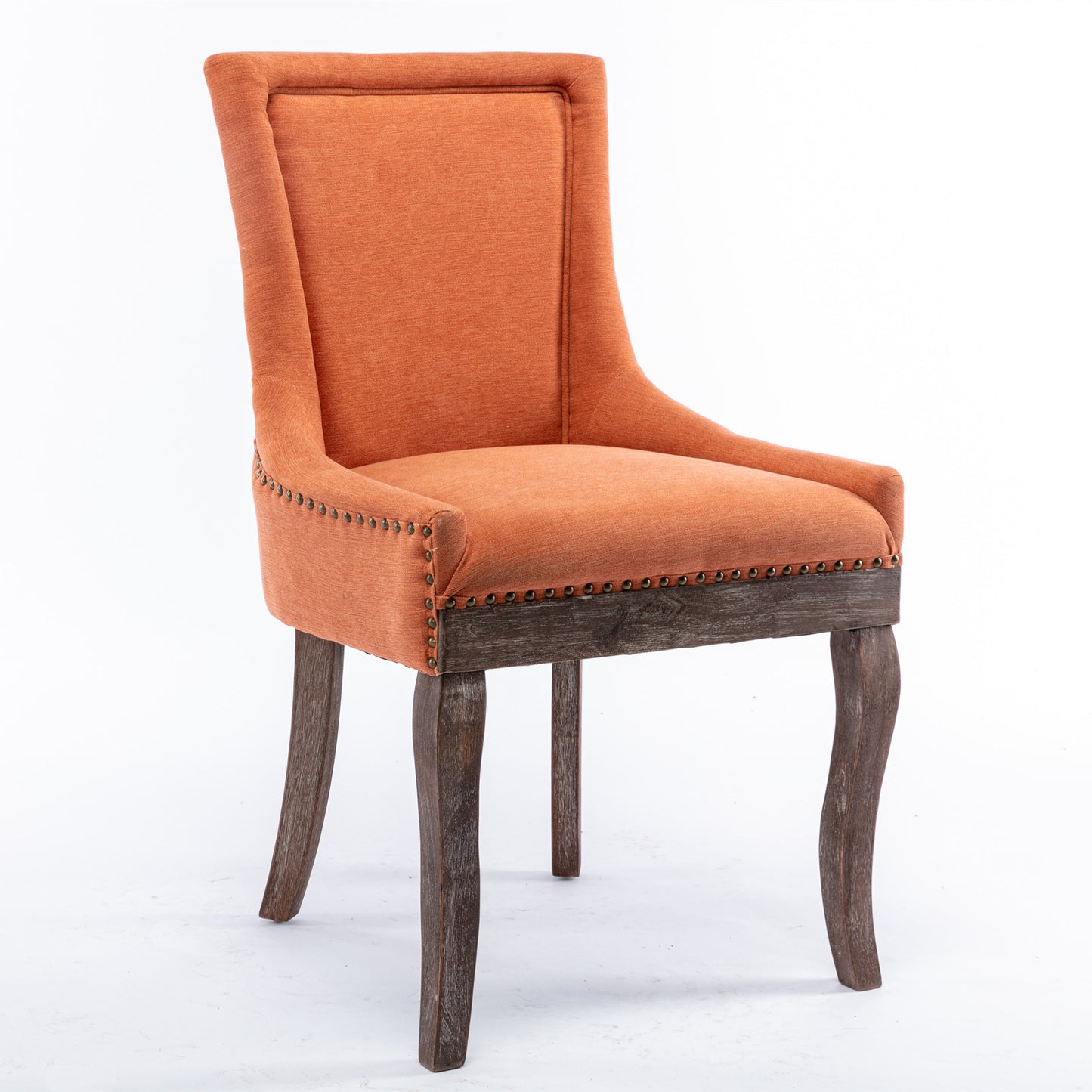 Harrison Dining Fabric Chair with Solid Wood Leg (Set of 2) - Orange