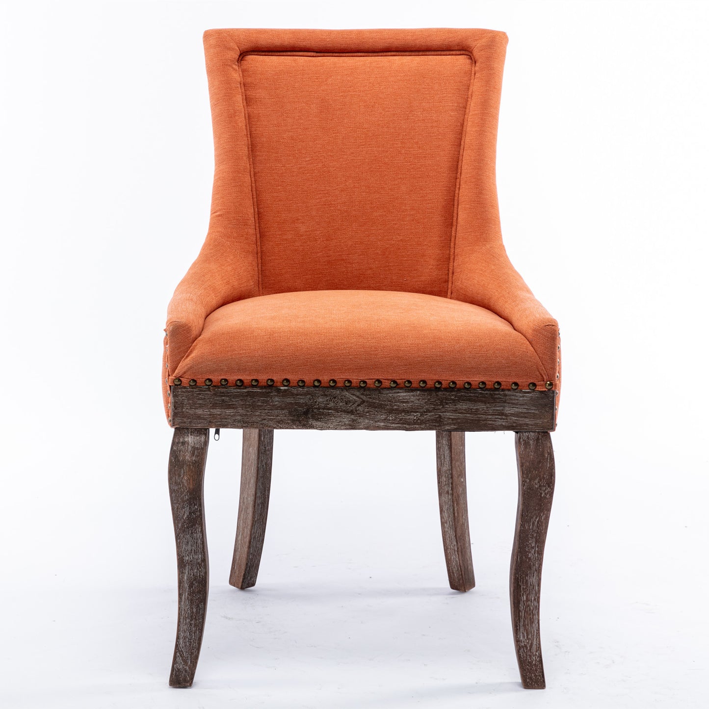 Harrison Dining Fabric Chair with Solid Wood Leg (Set of 2) - Orange