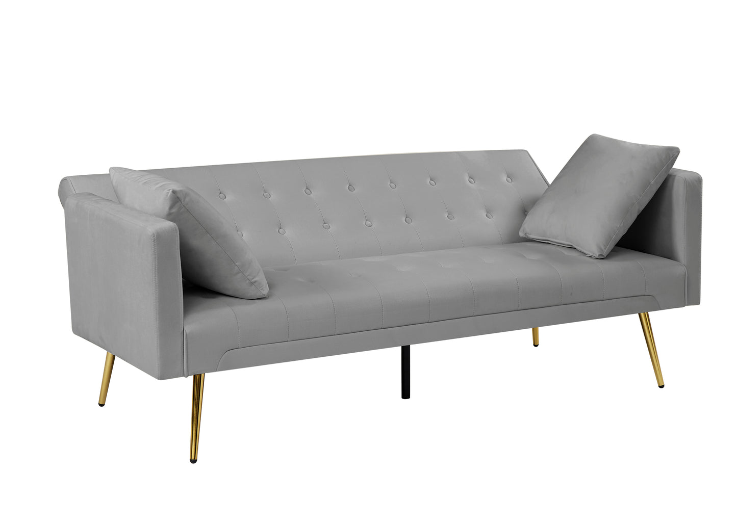 NX Convertible Velvet Sofa Bed with Metal Leg - Grey