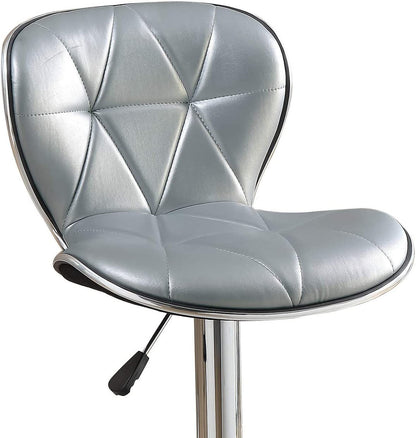 Daimon Faux Leather Adjustable Stool - Silver Set of 2