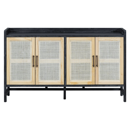 Hana Rattan Doors Sideboard Buffet - Black