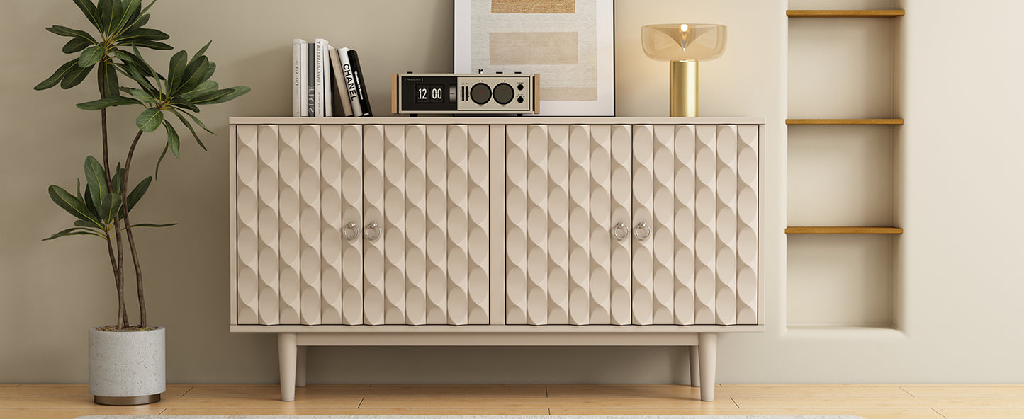 Celeste Convex Pattern Doors Sideboard Buffet - Almond