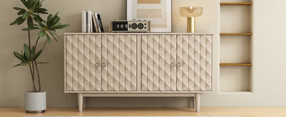 Celeste Convex Pattern Doors Sideboard Buffet - Almond