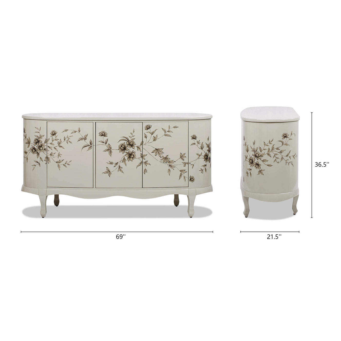 Florence Hand Painted Lacquered Credenza
