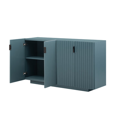 Lyons 4 Wavy Doors Ample Storage Space Sideboar - Teal