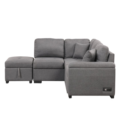 Kwame Sleeper Sectional Sofa - Dark Gray