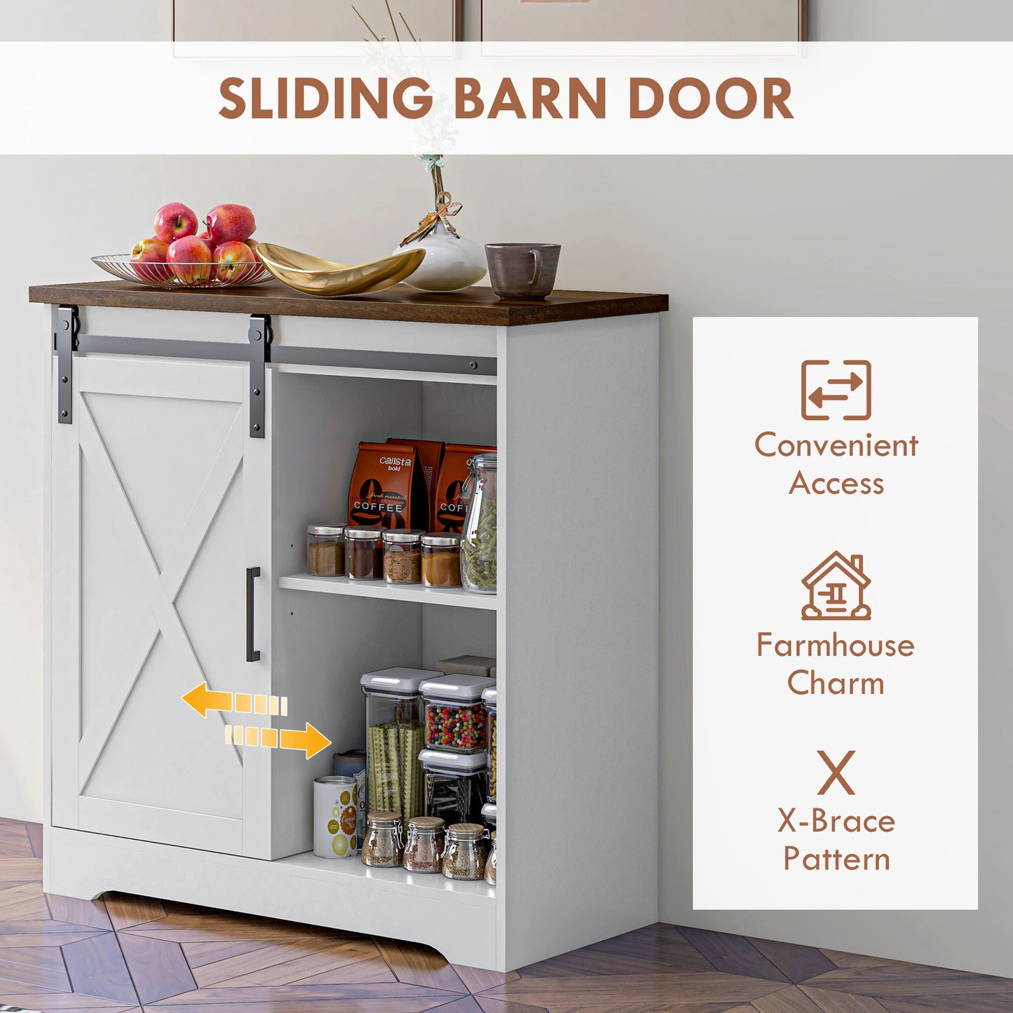 Arredo Farmhouse Sideboard Buffet - White
