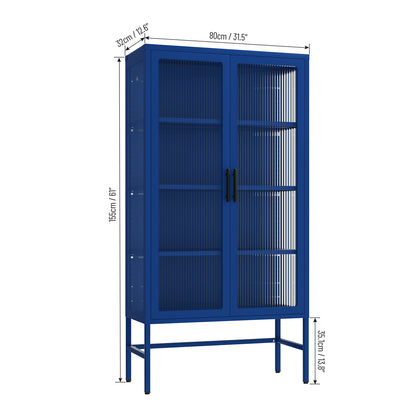 Pratt Double Door Tempered Glass Sideboard - Blue