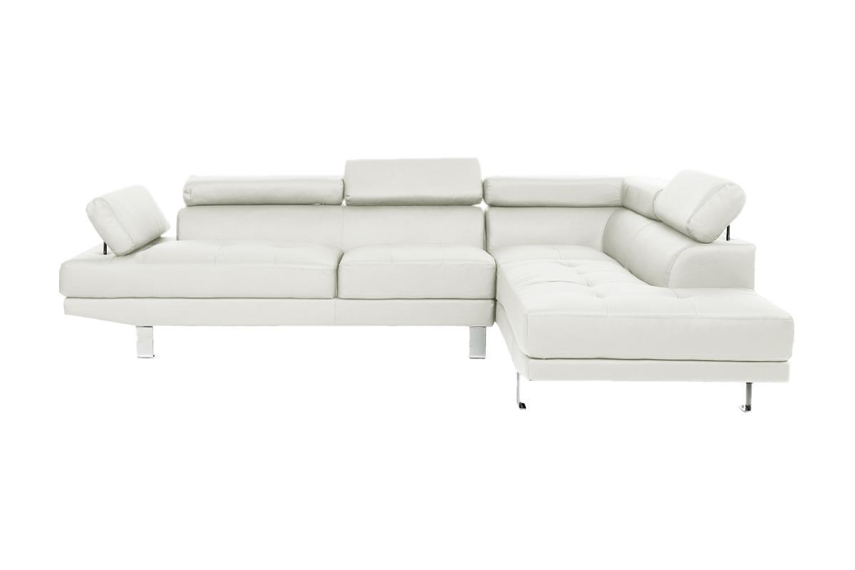 Akira Sectional Sofa Adjustable Headrest - White