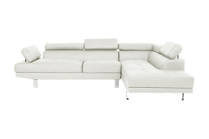 Akira Sectional Sofa Adjustable Headrest - White
