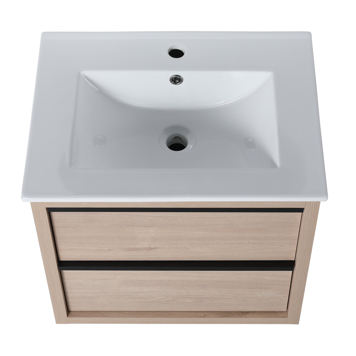Bathroom Vanity with 2 Soft Close drawers and White Ceramic Basin