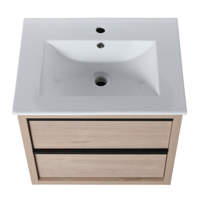 Bathroom Vanity with 2 Soft Close drawers and White Ceramic Basin